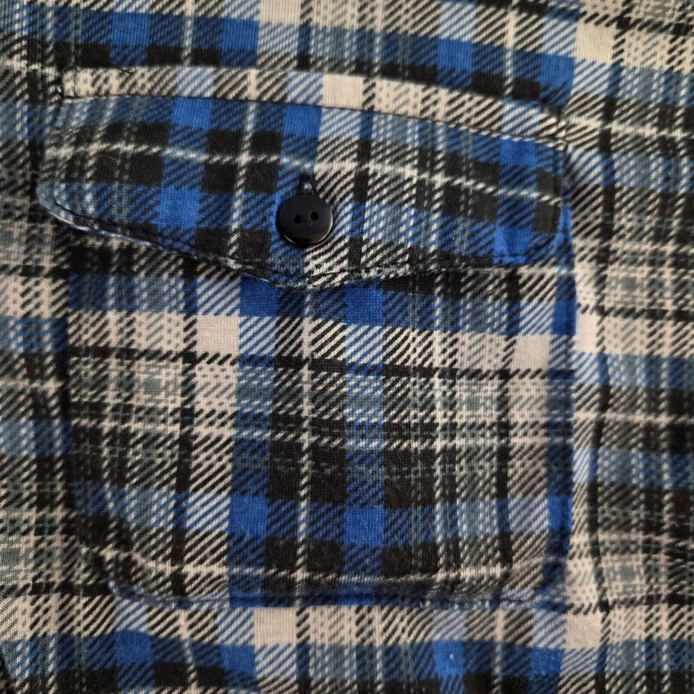 Always Indigo XJ2439 3XL Blue Plaid Lightweight Button Front Hooded Shacket‎